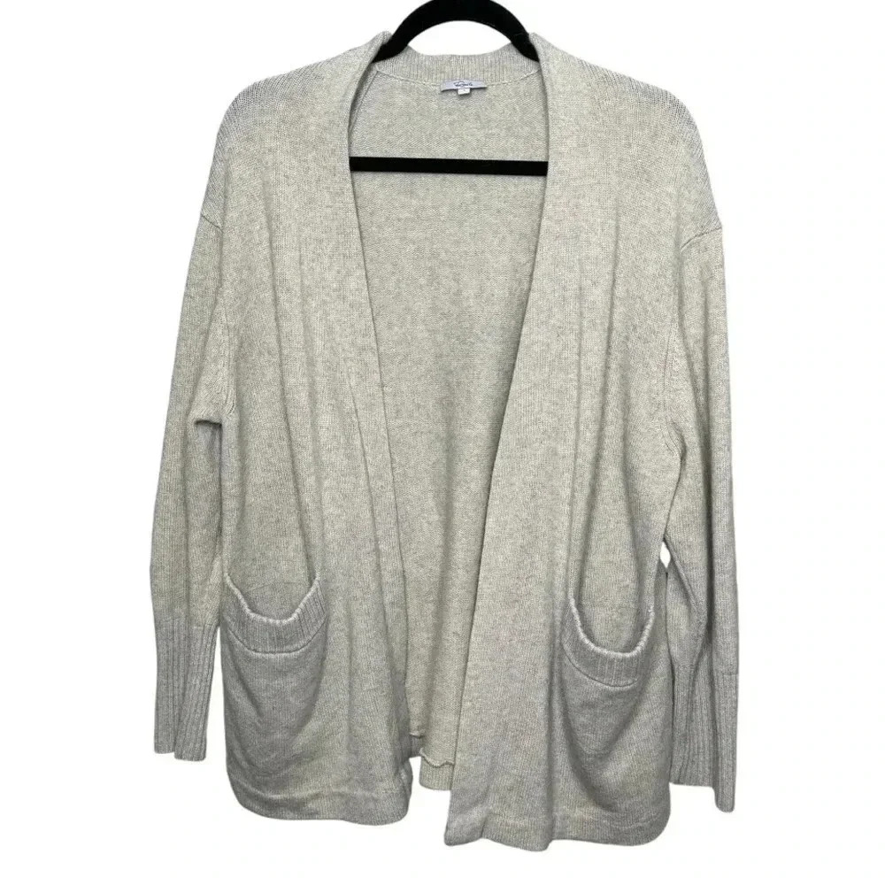 RAILS Cashmere Merino Wool Blend Beige Gray Neutral Open Front Soft Cardigan-Lg